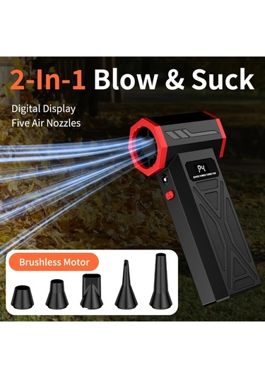 Fochsia Aicevoos Şarj Edilebilir Yüksek Hız Turbo Jet Fan Toz Üfleme Aleti Vakum Aksesuarlı Siyah