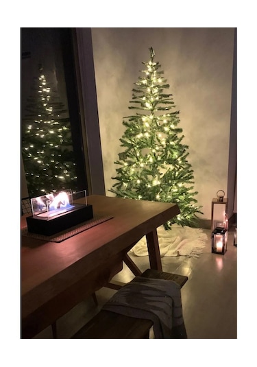 Metal Siyah Bioethanol Masaüstü Şömine Sertifikalı Yakıt Ve Taş H