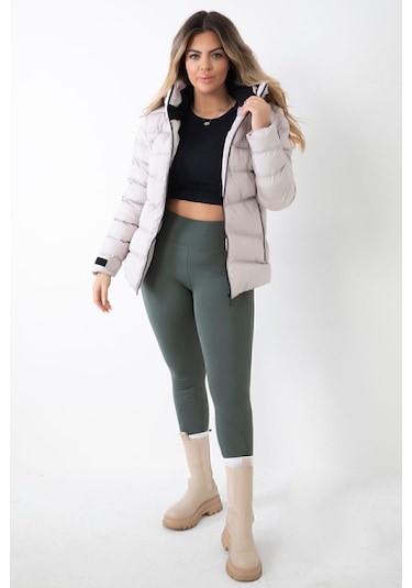 Kadın Taş Içi Polarlı Kürklü Kapüşonlu Su Geçirmez Rüzgara Dayanıklı Şişme Kışlık Mont Kaban Parka Taş