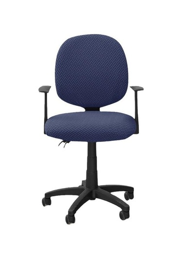 1 Set Ofis Koltuğu Kılıfları Elastikoyun Koltuğu Kılıfları Kaldırılabilir Çıkarılabilir Bilgisayar Koltuğu Kılıfı Döner Lacivert