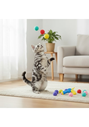 Runaway Peluş Top Atan İnteraktif Kedi Oyuncağı