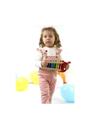 Aydodo Salopet Sweatshirt İkili Kız Pembe Bebek Takım Pembe