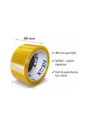 Şeffaf Koli Bandı 1 Adet 100 Metre Uzunluk 48 Mm Genişlik 1