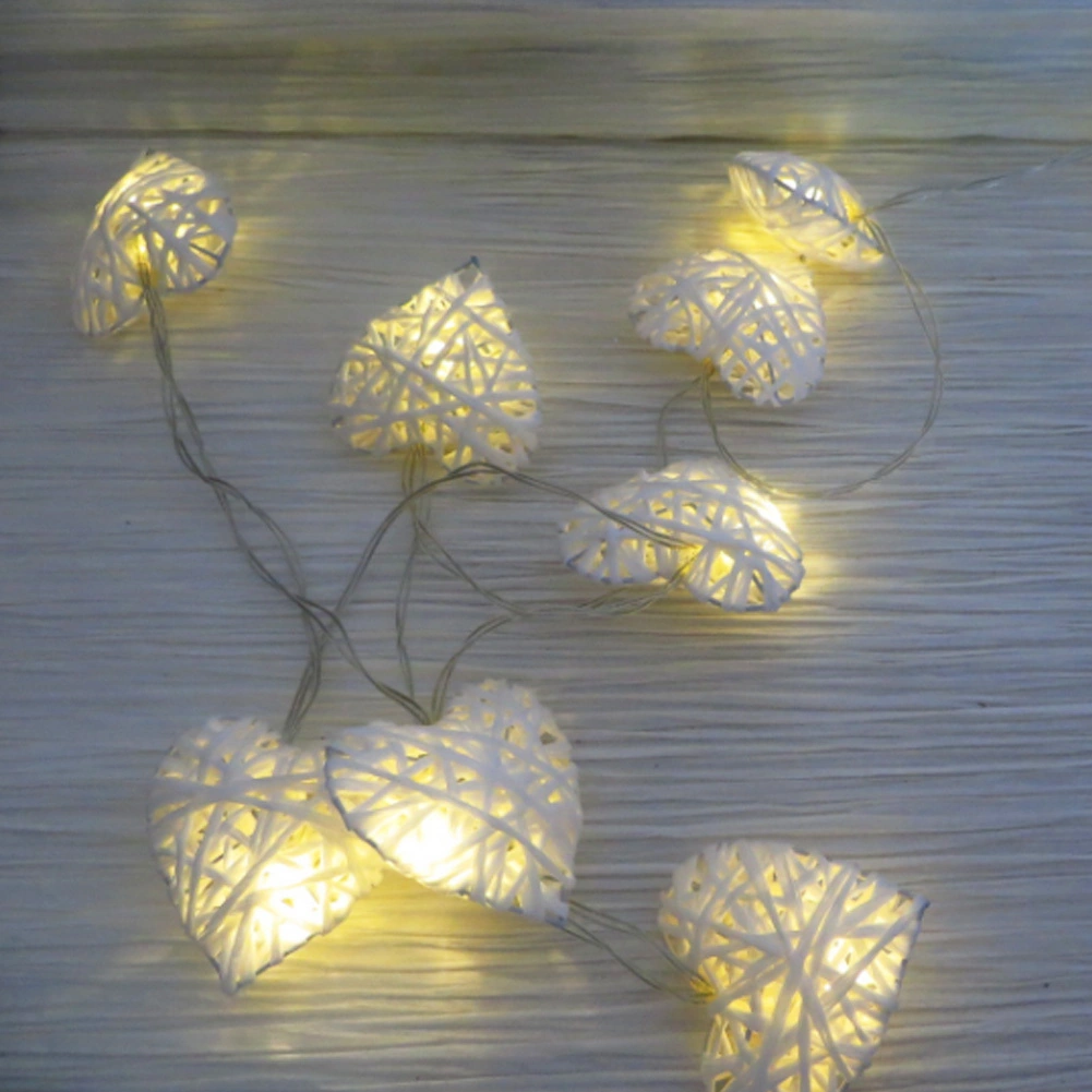 Hangfox 2.5m 10 Adet Kalp Şekilli Rattan Işıklı Zincir - Doğal Malzeme, Ev Dekorasyonu, Nikah/parti, Fotoğraf Props Pil Dahil Değil Diğer