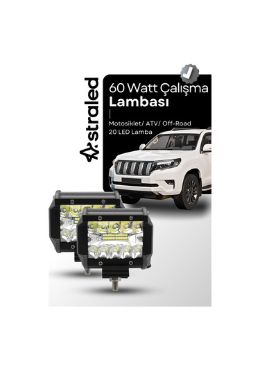 2 Adet 60watt Çalışma Lambası Kamyon Sis Farı Motosiklet Off-road Led Lamba