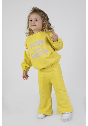 Kız Bebek&çocuk İki İplik Kumaş Orta Kalınlıkta İspanyol Pa.a Örme Basic Eşofman Takımı 001