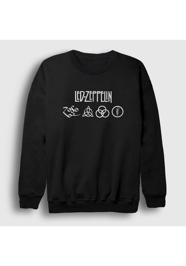 Presmono Unisex Symbols Led Zeppelin Sweatshirt Siyah