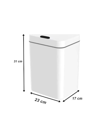 Sensörlü Otomatik Plastik Çöp Kovası 12 Litre + Deterjan Hazneli Silikon Klozet Fırçası Beyaz