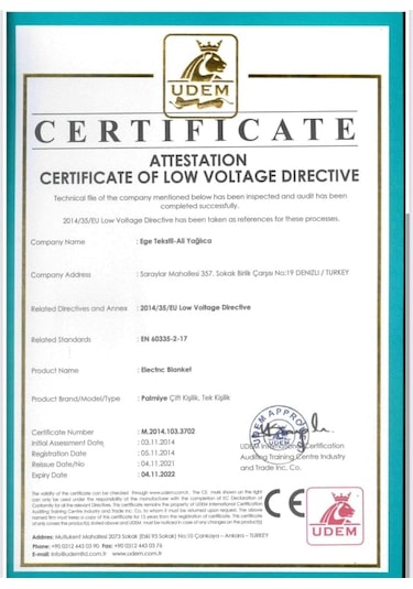 Palmiye Tek Kişilik Elektrikli Battaniye 90x150 Cm