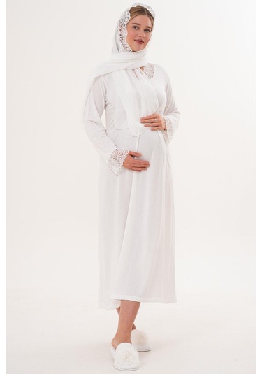 Mecit 6305 Ekru Hamile Lohusa Gecelik