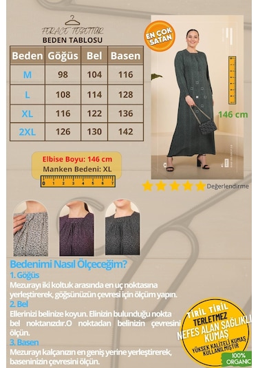 Kadin Buyuk Beden Çıtır Desen Uzun Anne Günlük Elbise 001