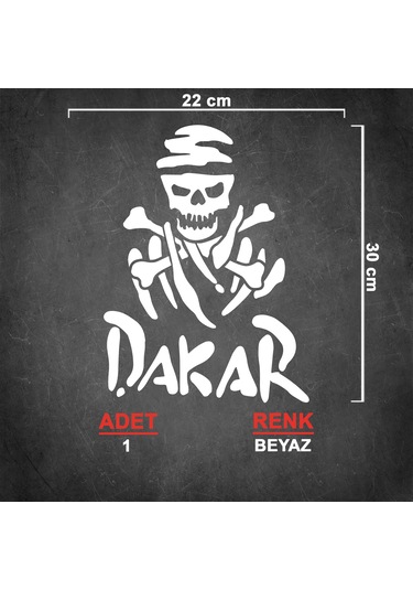 Dakar Kuru Kafa Sticker - Dakar Sticker - 22cmx30cm - Beyaz