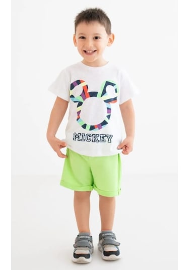 Mickey Mouse Lisanslı Erkek Çocuk Alt Üst Takım Mc17281 Beyaz