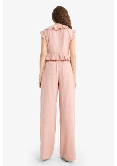 DeFacto Pantolon Wide Leg Çift Cepli Normal Bel Standart Boy D1009AX25SPBR479
