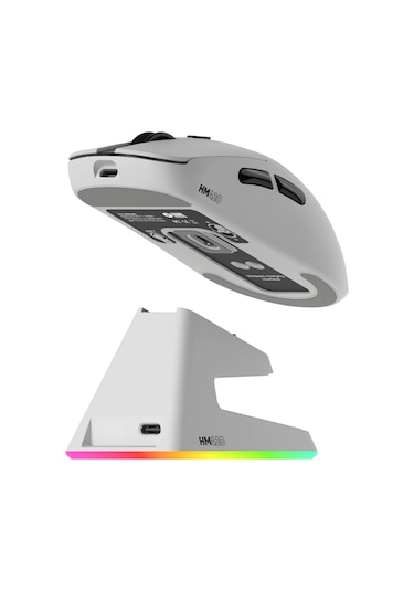 Hawk Gaming Hm420 4k Hz 26000 Dpı Tri-mode Kablosuz/bluetooth Şarj Standlı Beyaz Gaming Mouse Gaming