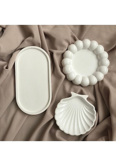 Dekoratif Tabak 3 Lü Oval & Baloncuk Set