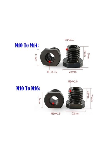 Fortunelane 2 Adet Açımlı Taşlama Adaptörü - M10-m16 Dönüştürücü, Vida Mil Çevirici, Uyumlu Polisaj Diskleri