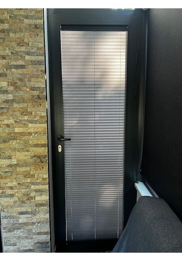 Plise Katlanır Cam Balkon Perdesi - Ofis Perdesi - Mutfak Perdesi - Salon Perdesi Antrasit Antrasit