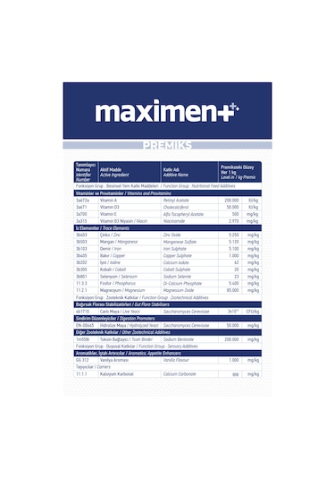 Vioment Maximent 20 Kg - Ruminant Hayvanlarda; Maksimum Destek -