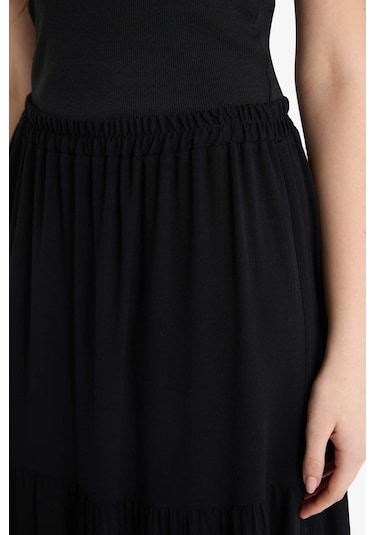 DeFacto Yüksek Bel Krinkıl Viskon Maxi Etek - D5033AX25SMBK81