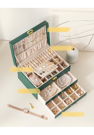 Yystore Üç Katlıbüyük Kapasiteli Mücevher Kutusu Rezidansı Beyaz