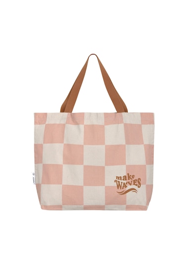 Lassig Plaj Çantası Gots Check Pattern Peach Sea Salt Pembe