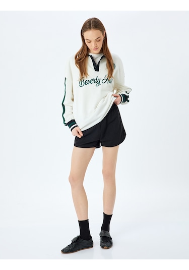 Koton Beli Bağcıklı Oversize Mini Şort Siyah 5sal40034ık Siyah