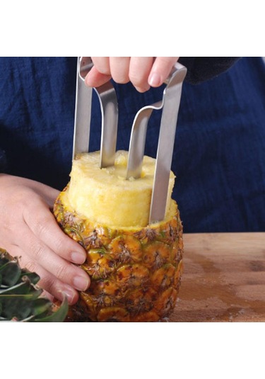 Homyl Kolay Mutfak Aracı Paslanmaz Meyve Ananas Tart Dilimleme Gümüş