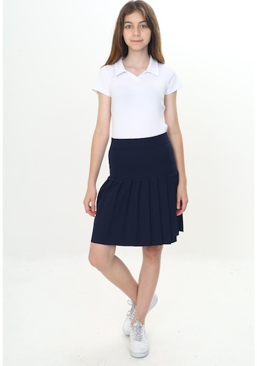 Toontoy Kız Çocuk Yarı Piliseli Okul Etek Lacivert