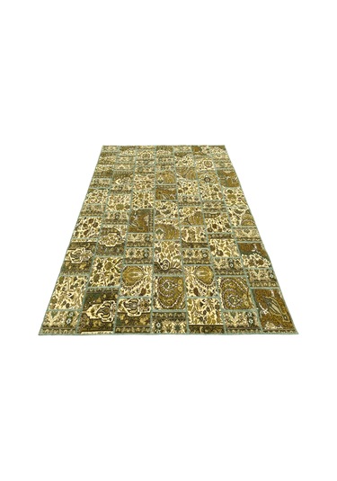 El Dokuma Bünyan Halısı Patchwork 185x260 Yeşil %100 Yün Halı Yeşil