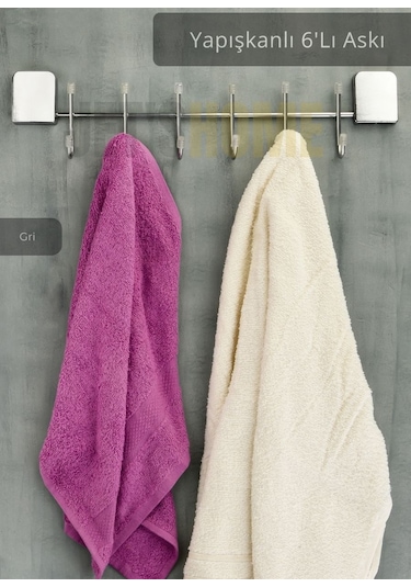 Jet's Home Yapışkanlı 6'lı Askılık Paslanmaz Metal Havluluk Krom Krom