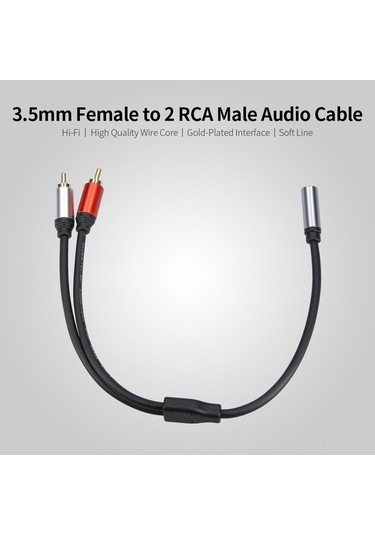 Fortunelane Kahverengi 0.3m 3.5mm Dişi Çift Rca Erkek Ses Kablosu - Mikser Av Amfi İçin Net Ses İletimi