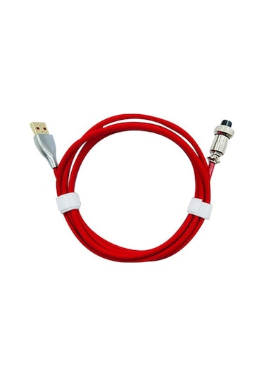 Mekanik Klavye Sarmal Kablo Tip C - Usb Veri Kablosu Kırmızı