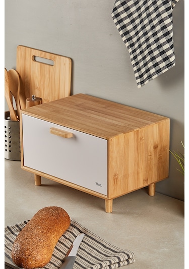 Eligio Bambu Ekmek Dolabı Beyaz