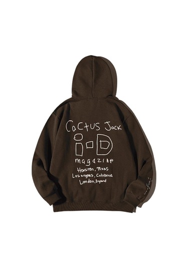 Altamira Unisex Kahverengi Id Baskılı Oversize Kapşonlu Sweatshirt 001