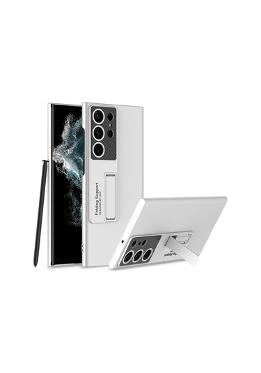 Samsung Galaxy S23 Ultra Standlı Sert Plastik Mat Kılıf - AL3566