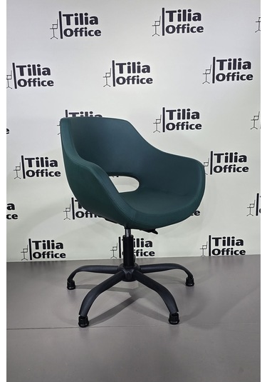 Monaco Çalışma Kesim Kuaför Koltuğu Yonca Sabit Siyah Ayak Koyu Yeşil