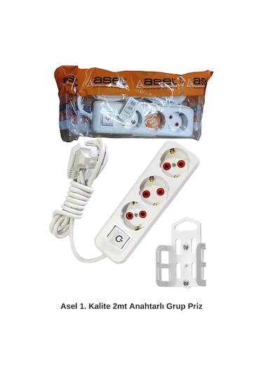 2 Metre Askı Aparatlı Anahtarlı 3lü Grup Priz Royaleks-68134 Diğer