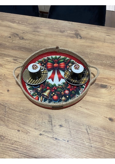 Hasır Sepet, Digital Baskılı Jüt Ip Sepet, Dekoratif Tepsi, Hediyelik Sepet, Hasır Sunum Tepsi