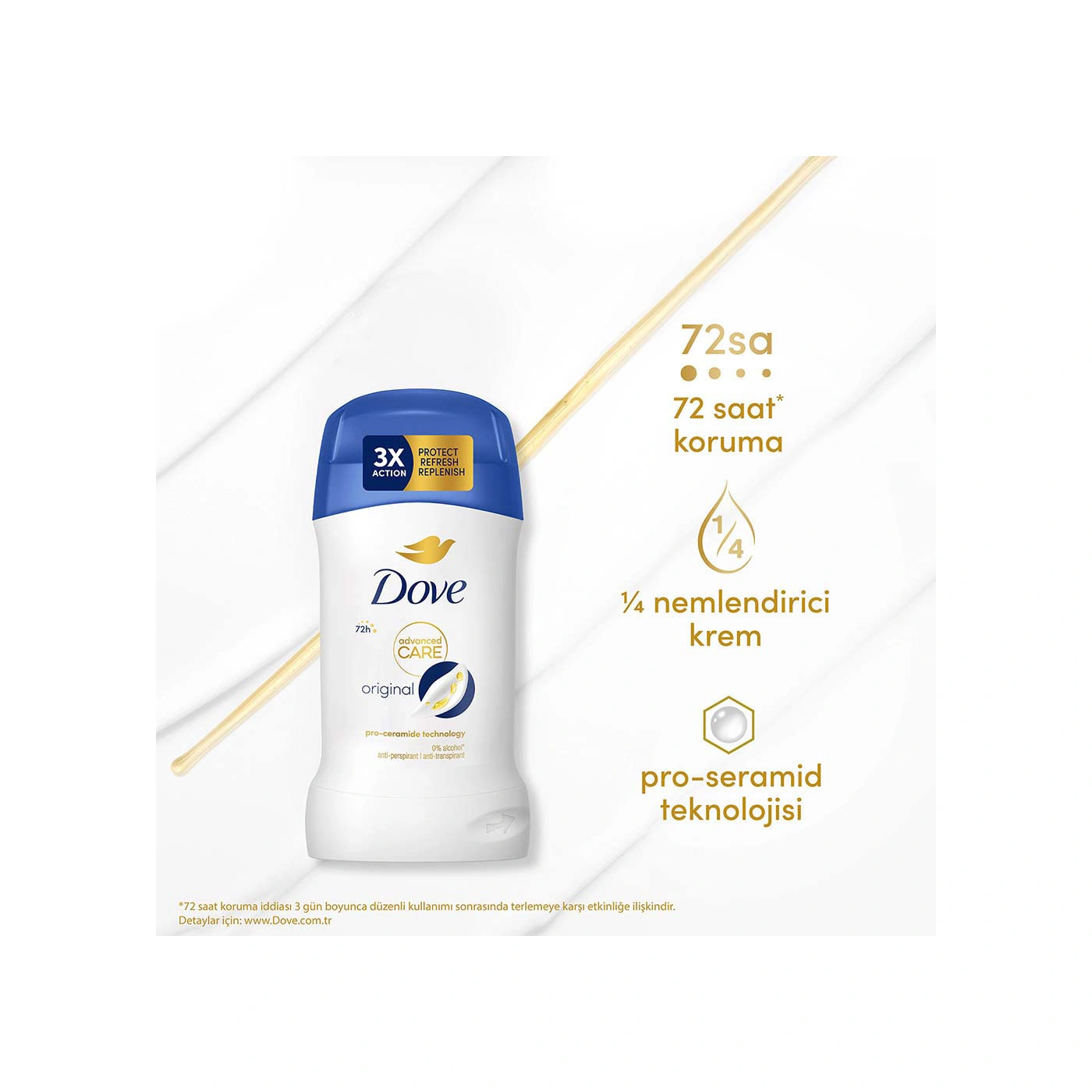 Dove Kadın Stick Deodorant Original Advanced Care 72 Saat 50 Ml X2
