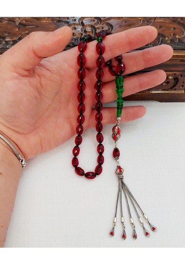 Turgut Aydemir Usta Çift Renk Fesata Kesim Ateş Kehribar Tesbih