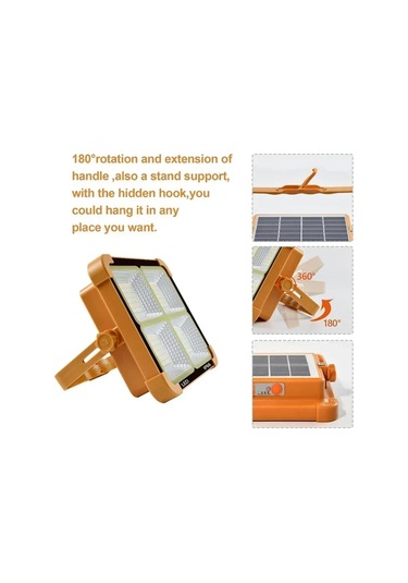 Ultra Parlak Led Solar Projektör Usb Şarj Edilebilir Kamp Feneri Su Geçirmez Dış Mekan Taşınabilir Arama Işığı Spot Işık Projektör Diğer