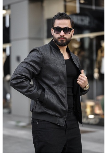 Erkek Süet Kolej Ceket Siyah Napa