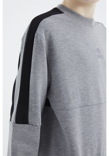 Tommy Life Gri Melanj Basic O Yaka Erkek Çocuk Sweatshirt - 11182 Gri Melanj