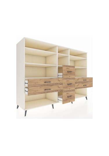 Kronos Dolap 8 Raflı 7 Çekmeceli 220x59x163 Aytaşı-aytaşı/çam Aytaşı-aytaşı/çam