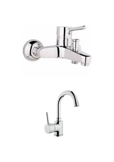 Inventa Delta Lavabo Bataryası + Aç Kapa Banyo Bataryası Krom