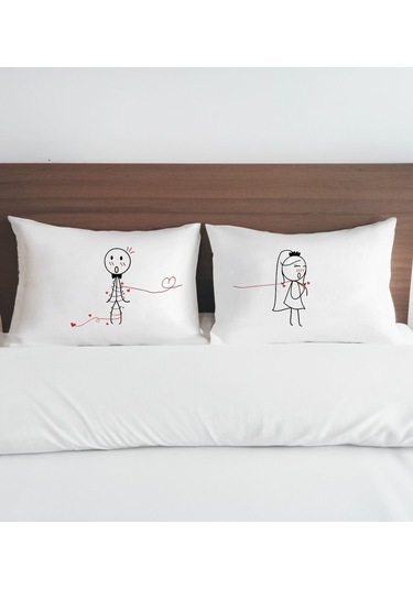 Bk Gift Sevgili Tasarımlı Pamuklu 2 Li Yastık Kılıfı Seti-5 50x70cm , Sevgiliye , Ev si, Tasarım Ev Tekstili