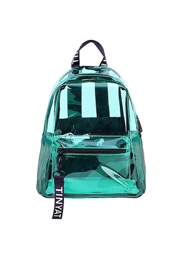Sones Tınyat T9051 Bayanlar Jöle Çanta Su Geçirmez Pvc Şeffaf Sırt Çantası Yeşil