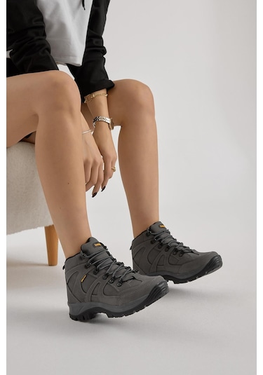 Rahat Kalıp Bağcıklı Unisex Füme Trekking Bot V2rts-0 Füme