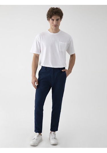 Ltb Düz Paça Keten Görünümlü Lacivert Pantolon 012254702625008 301 Lacivert